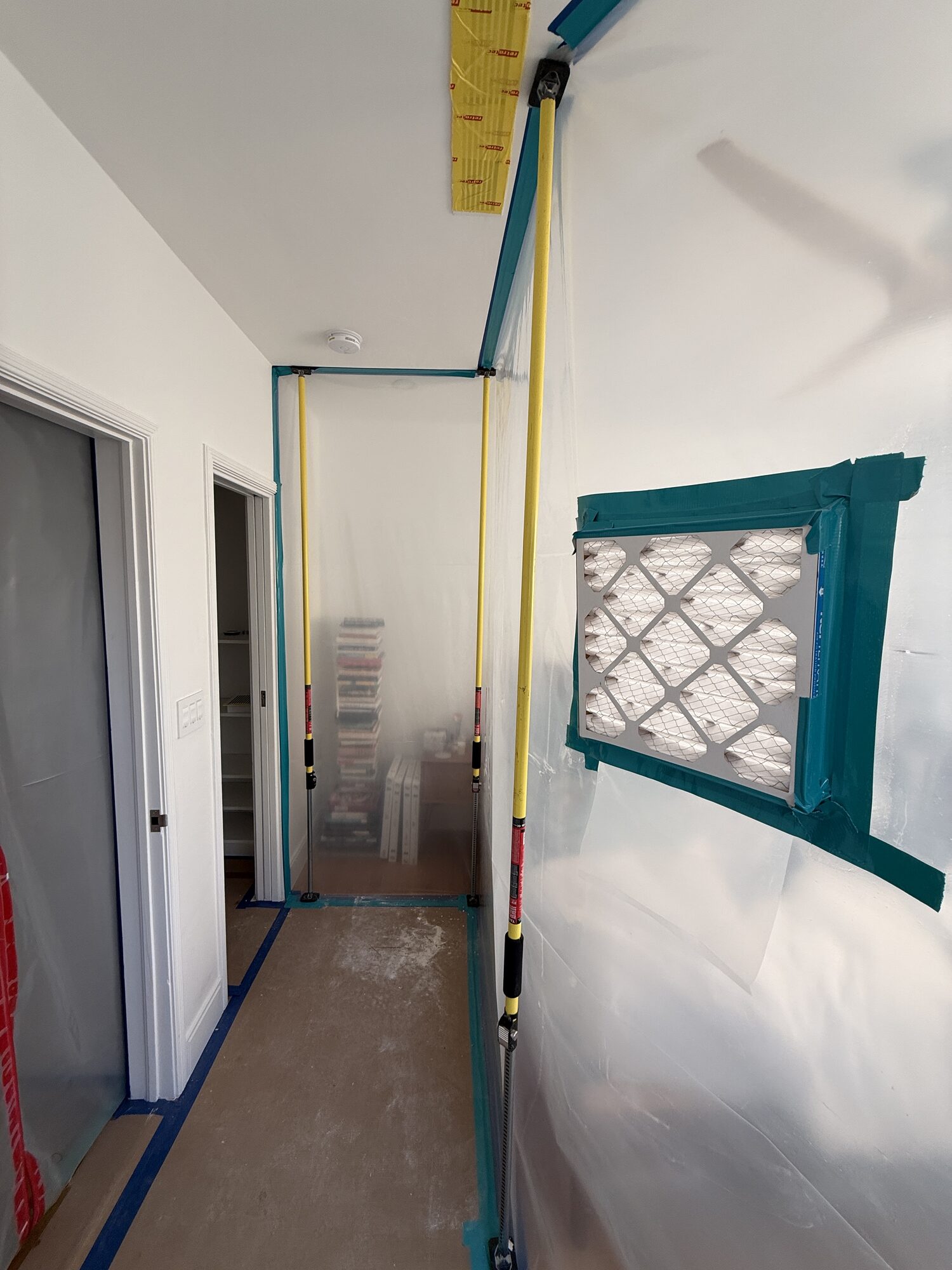Containment and drying setup on a Pure Shield restoration job